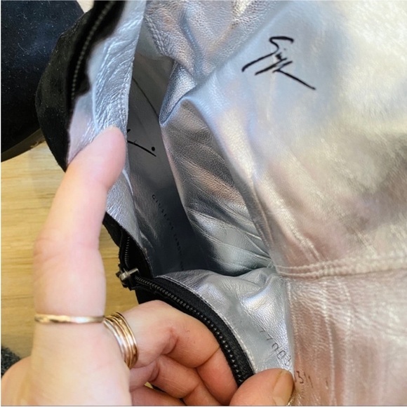 Giuseppe Zanotti black with silver heels hidden platform bootie EUC - Picture 6 of 8